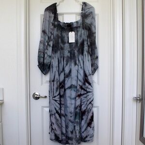 Handmade tie dye J Crew linen peasant dress by Hue Revival